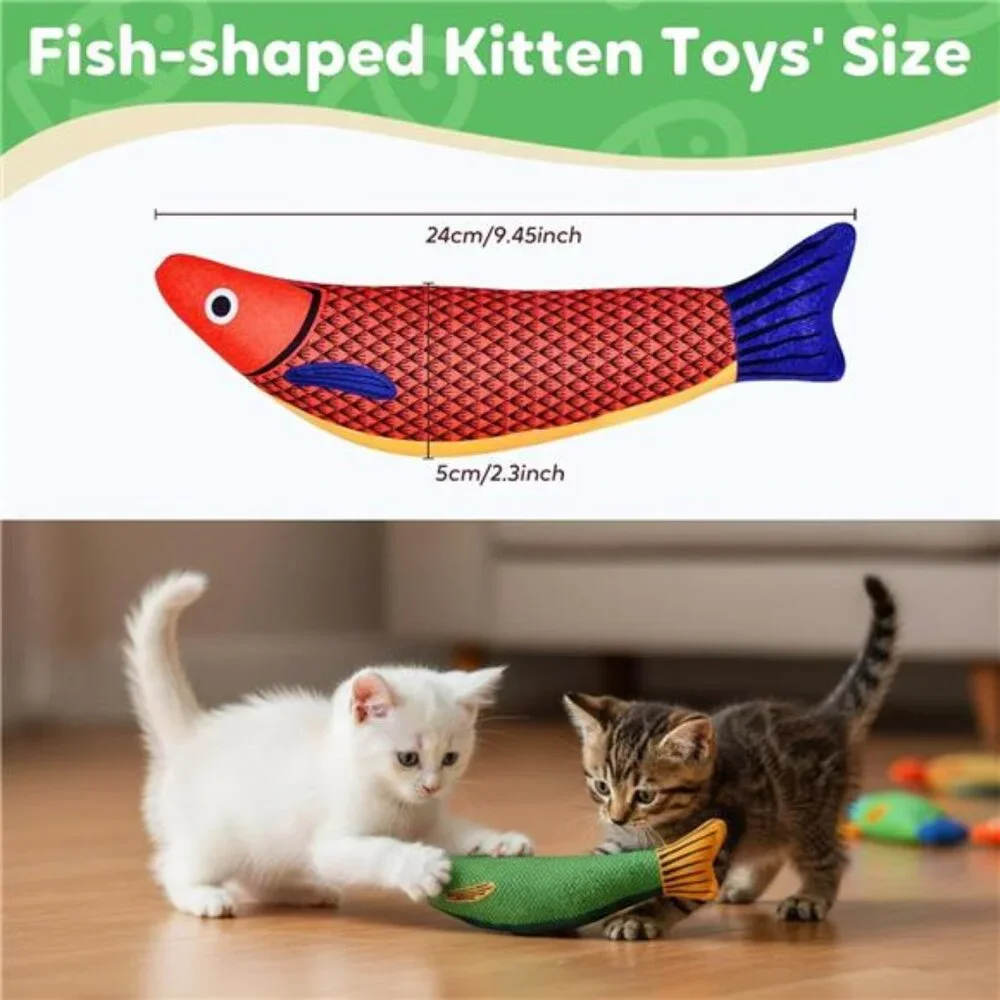 Catnip Toys Saury Fish, Cat & Kitten Chew Kicker Interactive Crinkle Toys
